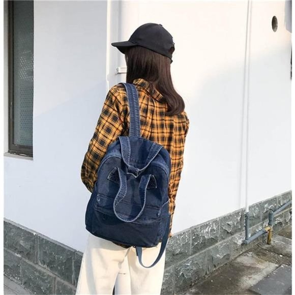 Denim Backpack  (Dark Blue)